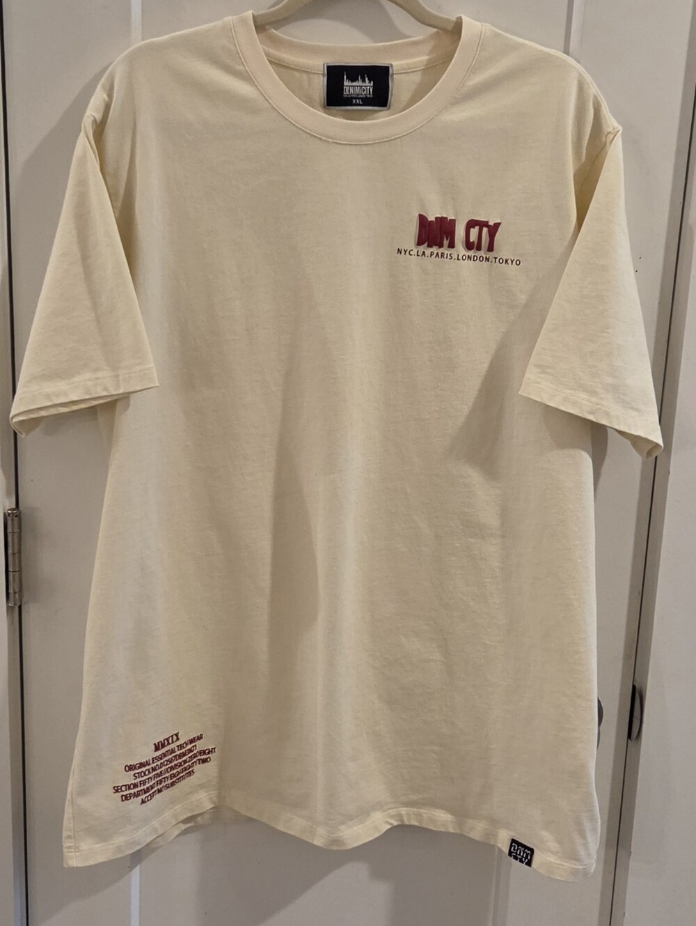 Denim City DNM-2402 Demon Dragon Graphic T-Shirt - Cream & Burgundy - Size XXL